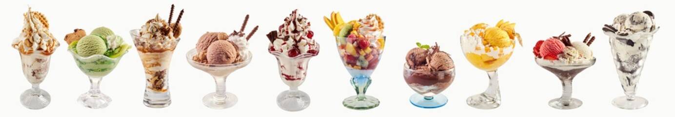 Auswahl hausgemachter Eisbecher der Eisbäckerei Mattheisen