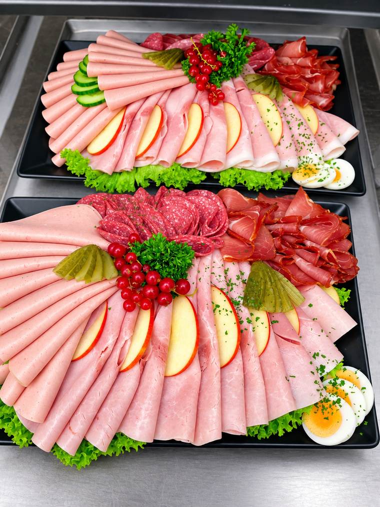 Reich angerichtete Wurst- und Schinkenplatte